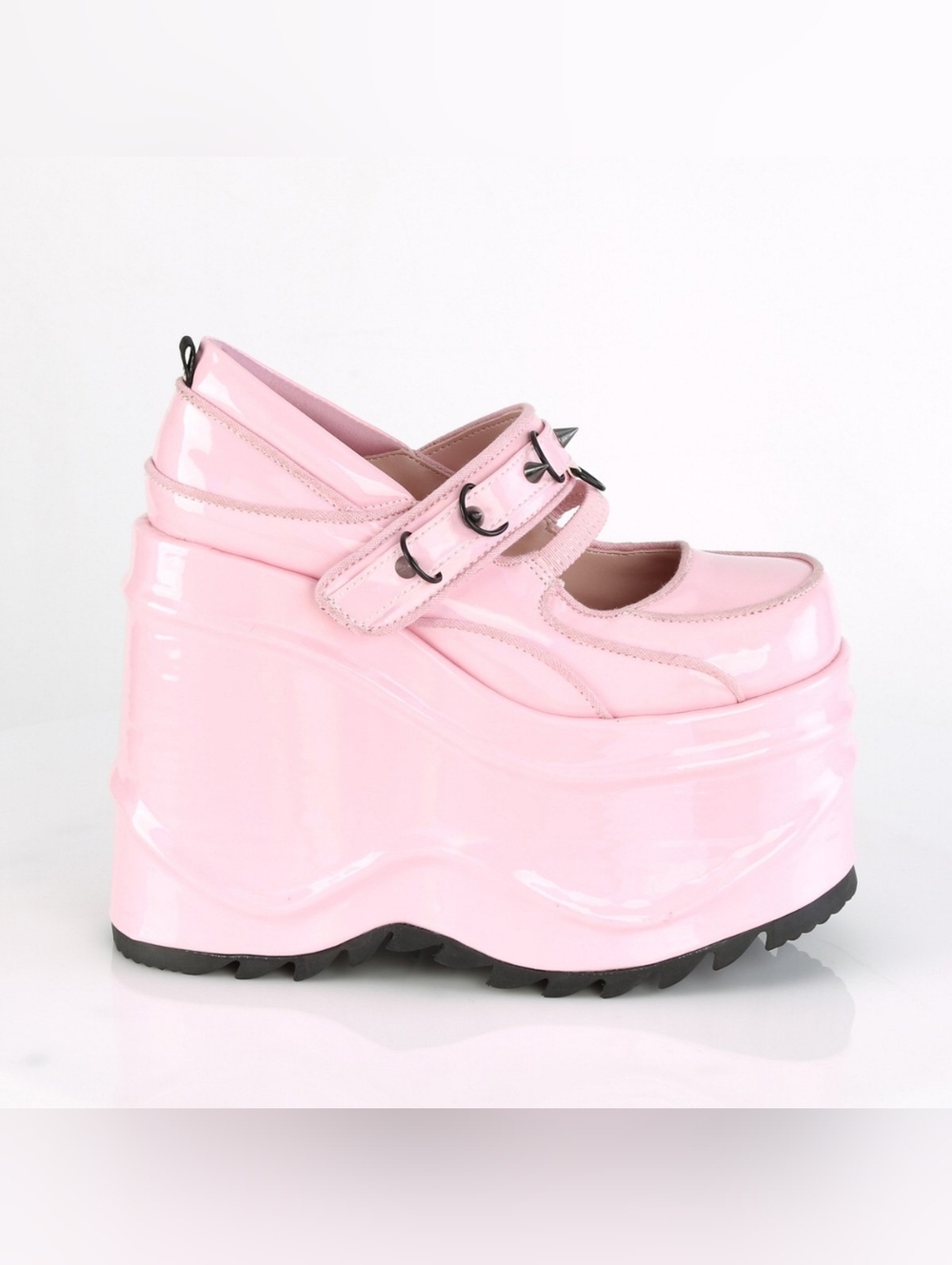 Demonia Wave 48 Platform Mary Jane Shoe in Holographic Pink SIZE US 11